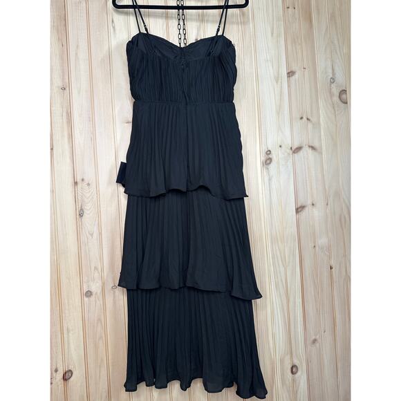 NWT Lulus Cascading Crush Black Tiered Bustier Midi Dress Sweetheart Neck Size M - Picture 5 of 9
